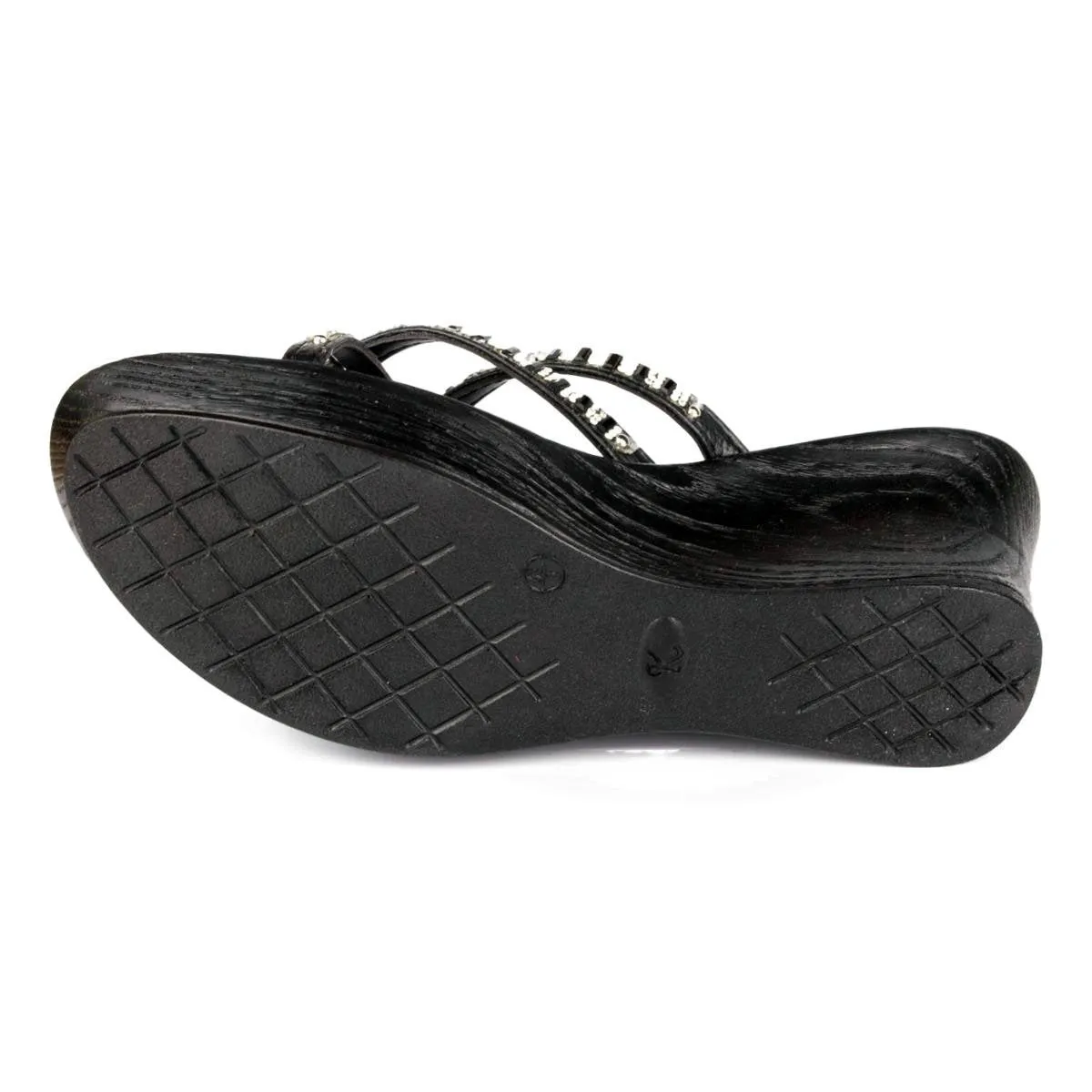Womens Diamante Sandal front High Wedge