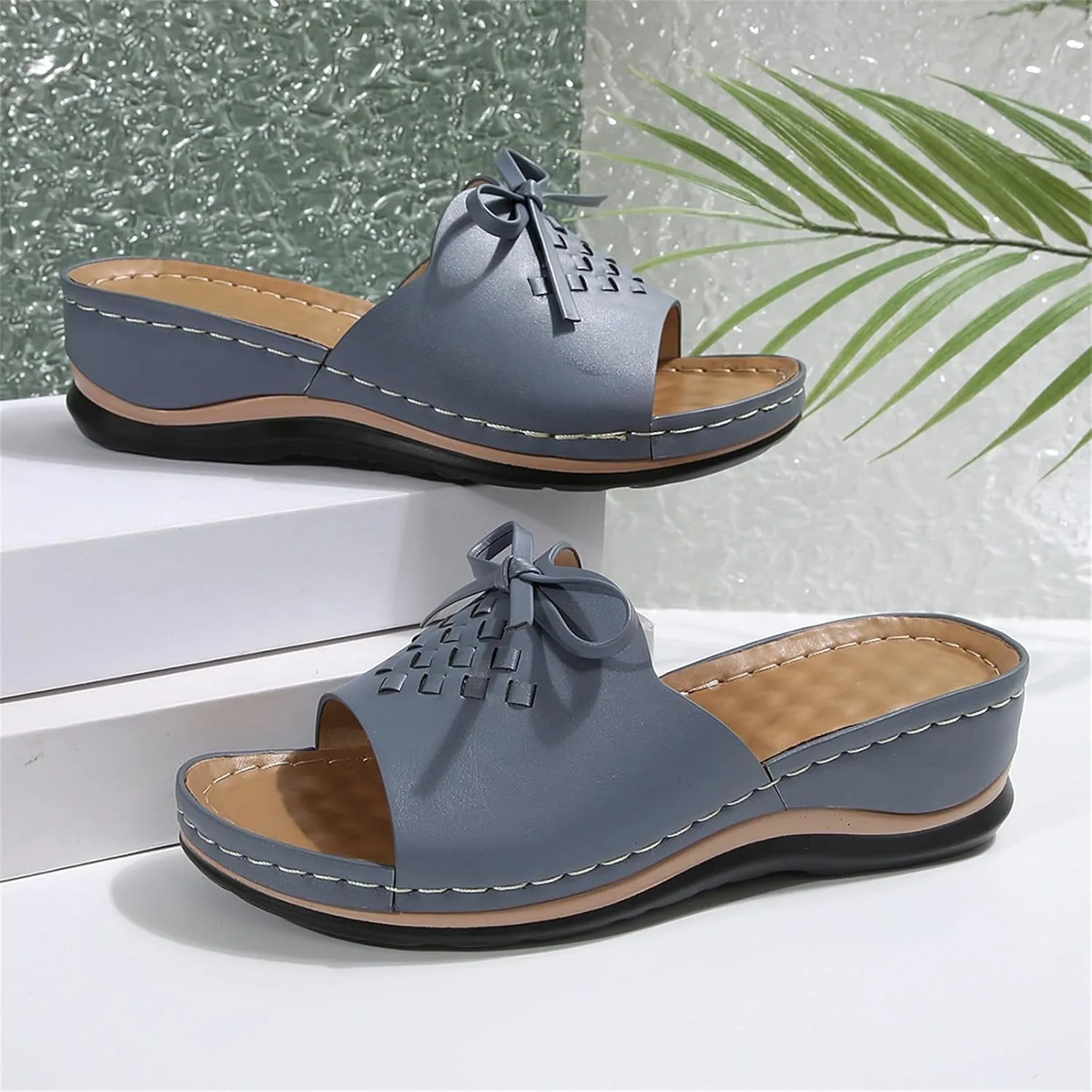 Womens Heeled Sandals Open Toe Slip On Block Chunky Ankle Strap Comfortable Backless Slide Dressy Flat Arch Support Orthotic Slides 2025 Comfy Orthopedic Flip Flops Sandal Slippers