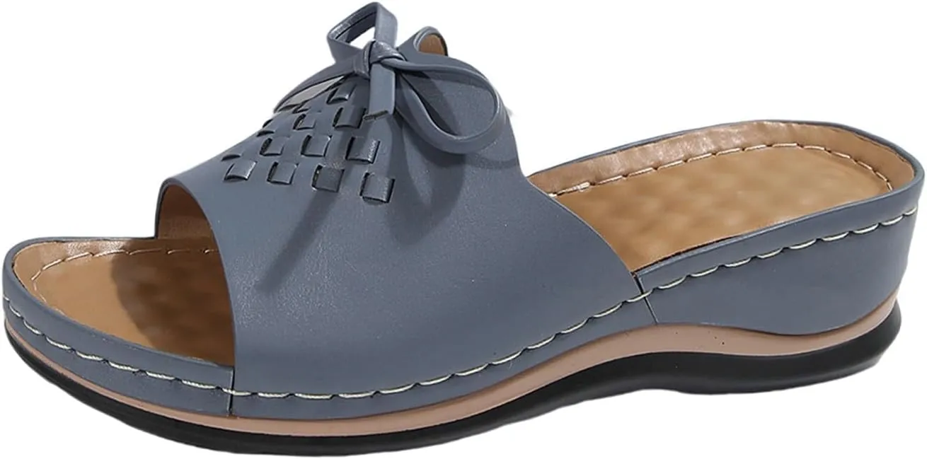 Womens Heeled Sandals Open Toe Slip On Block Chunky Ankle Strap Comfortable Backless Slide Dressy Flat Arch Support Orthotic Slides 2025 Comfy Orthopedic Flip Flops Sandal Slippers