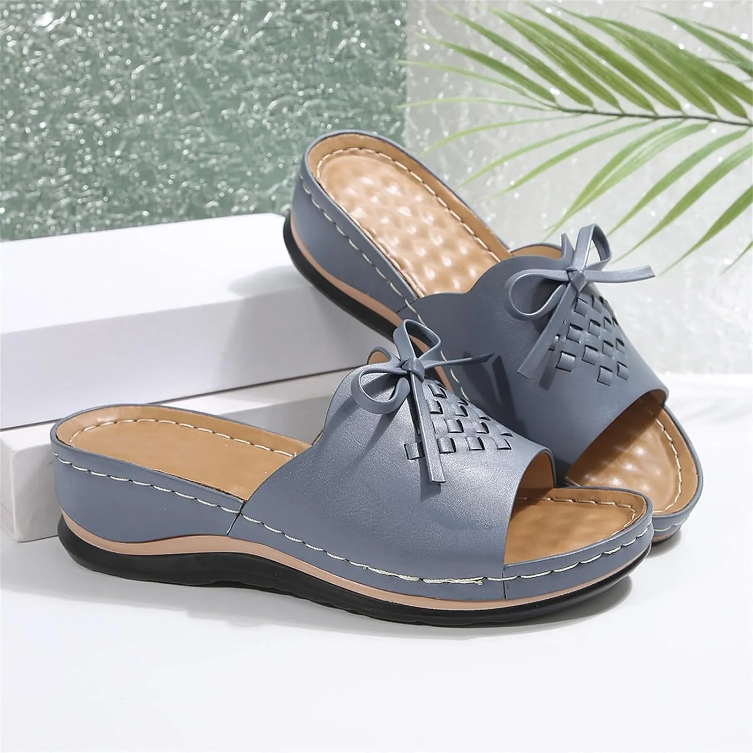 Womens Heeled Sandals Open Toe Slip On Block Chunky Ankle Strap Comfortable Backless Slide Dressy Flat Arch Support Orthotic Slides 2025 Comfy Orthopedic Flip Flops Sandal Slippers