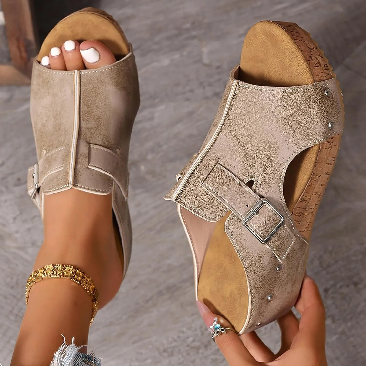 Women's Open Toe Orthopedic Platform Wedge Sandals Espadrilles Wedges Sandals Dressy Casual Boho Summer Beach Ladies Shoes
