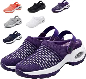 Women's Orthopedic Clogs with Air Cushion Support to Reduce Back and Knee Pressure Arch Support,Mesh Shoes Slip-On Slippers