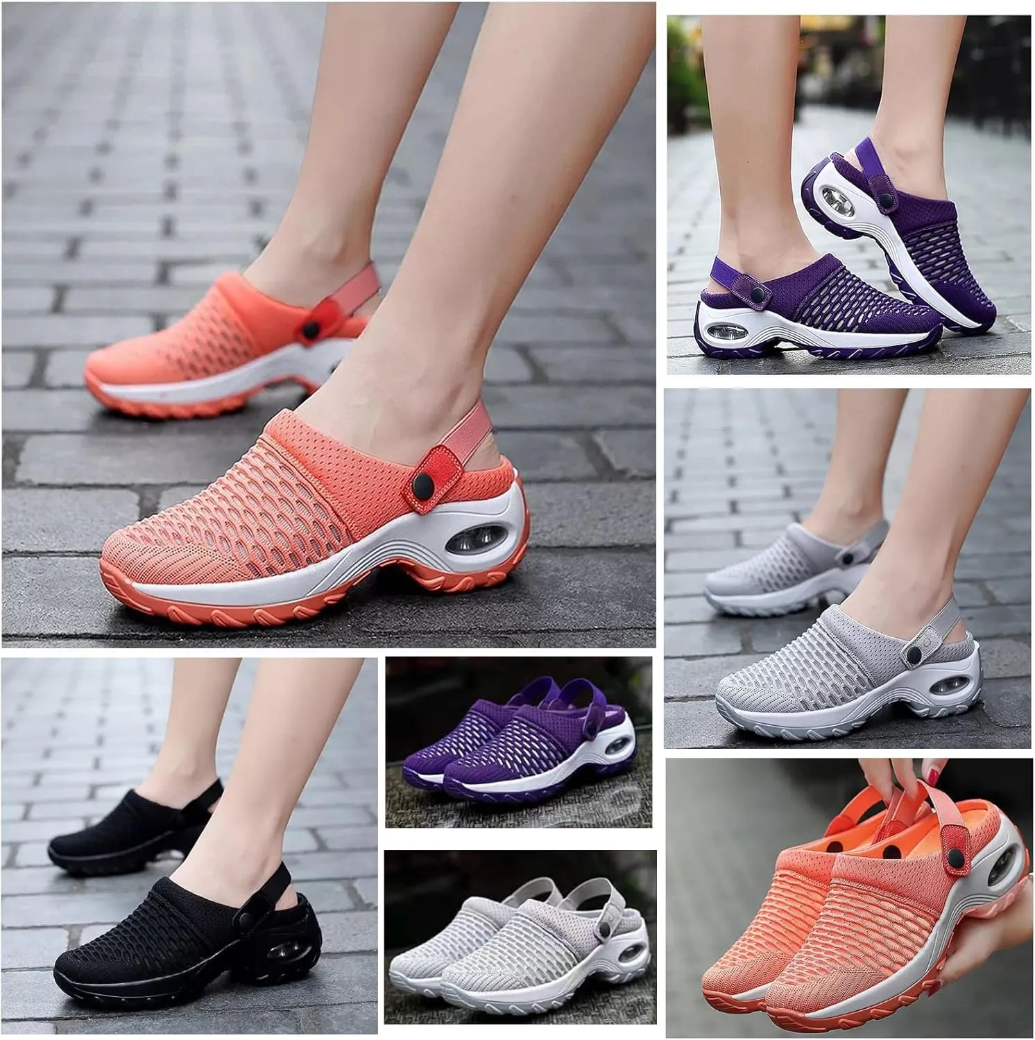 Women's Orthopedic Clogs with Air Cushion Support to Reduce Back and Knee Pressure Arch Support,Mesh Shoes Slip-On Slippers