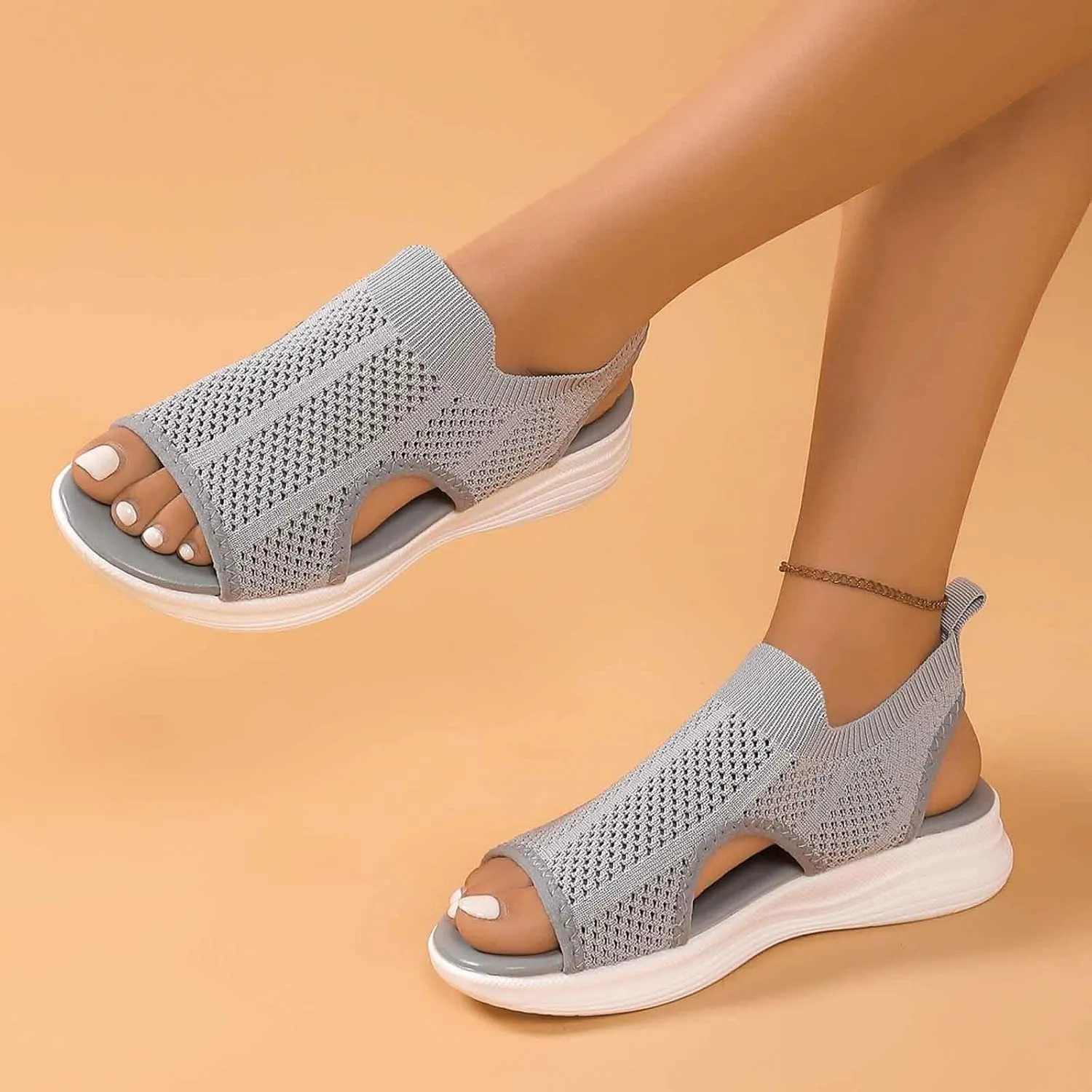 Women's Orthopedic Hiking Sandals with Arch Support - Breathable Sandal Non-Slip Sole for Plantar Fasciitis, Summer Outdoor Casual Beach Walking Shoes