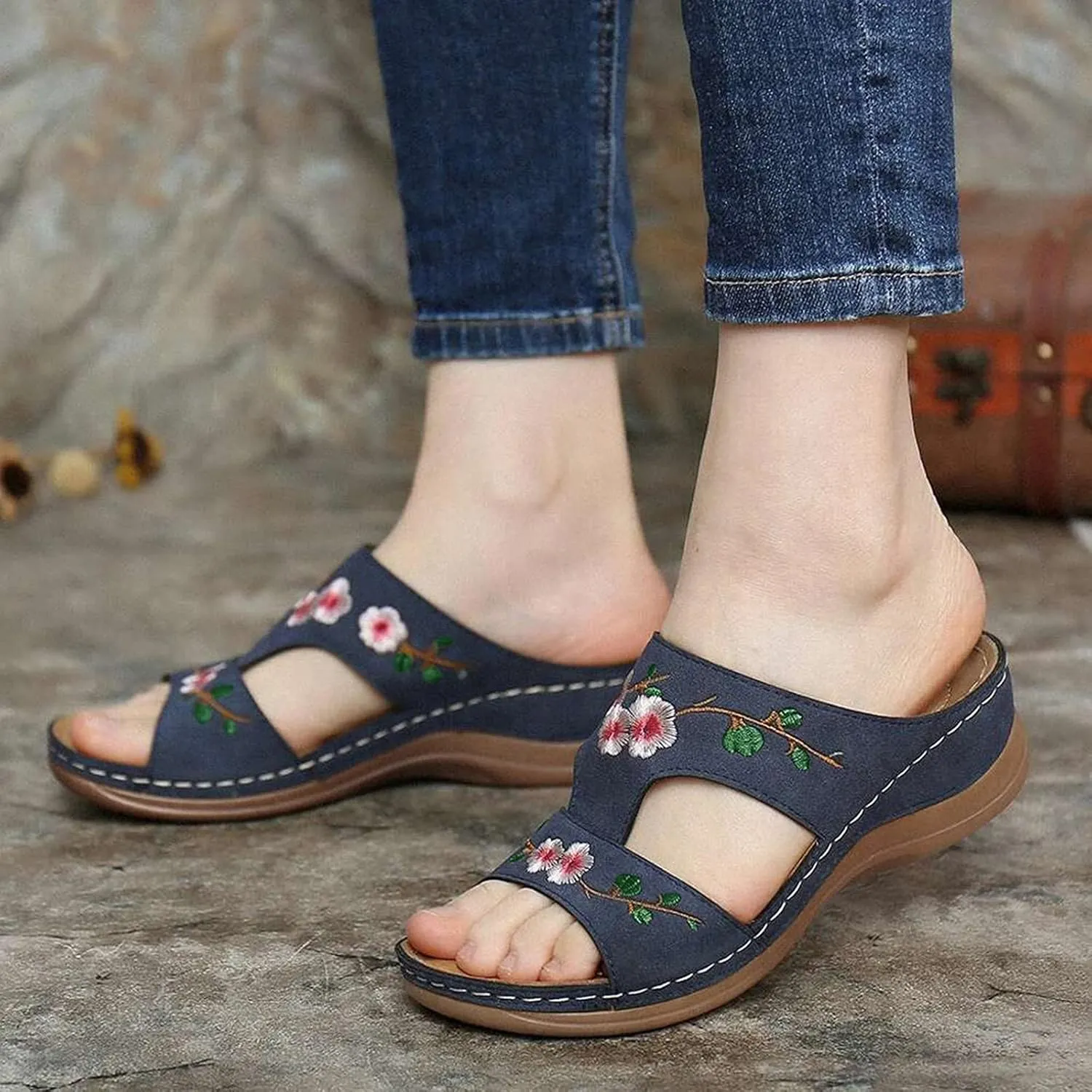 WomenS Orthopedic Sandals Orthotic Women Wedge Heel Sandals Shose Woman Sandals Orthopedic Summer House Slippers for Women Arch Support Linen Indoor Shoes Womens Shoes Orthopedic Support Dressy
