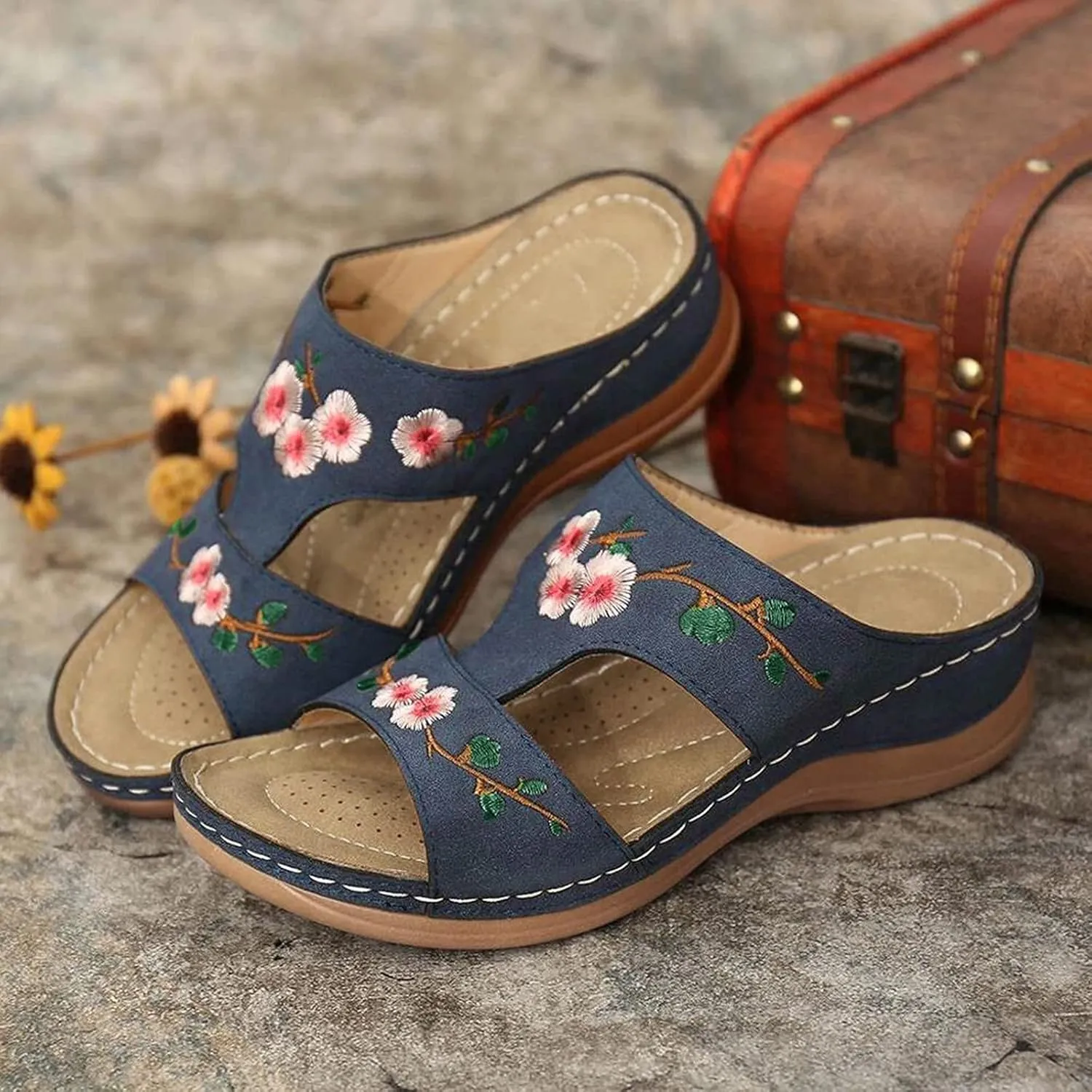 WomenS Orthopedic Sandals Orthotic Women Wedge Heel Sandals Shose Woman Sandals Orthopedic Summer House Slippers for Women Arch Support Linen Indoor Shoes Womens Shoes Orthopedic Support Dressy