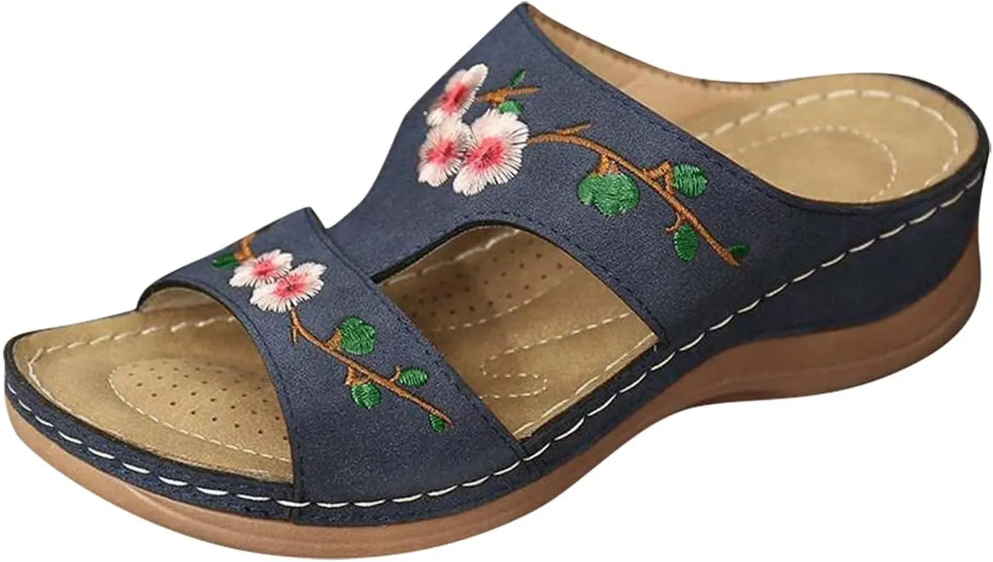 WomenS Orthopedic Sandals Orthotic Women Wedge Heel Sandals Shose Woman Sandals Orthopedic Summer House Slippers for Women Arch Support Linen Indoor Shoes Womens Shoes Orthopedic Support Dressy