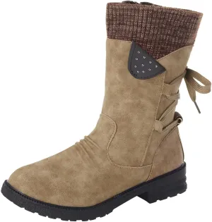 Womens Snow Boots Size 7.5 Wide Womens Black Snow Boots Slip on Fur Boots for Women Winter Tall Fashionable Winter Boots for Women Women Wide Calf Winter Boot