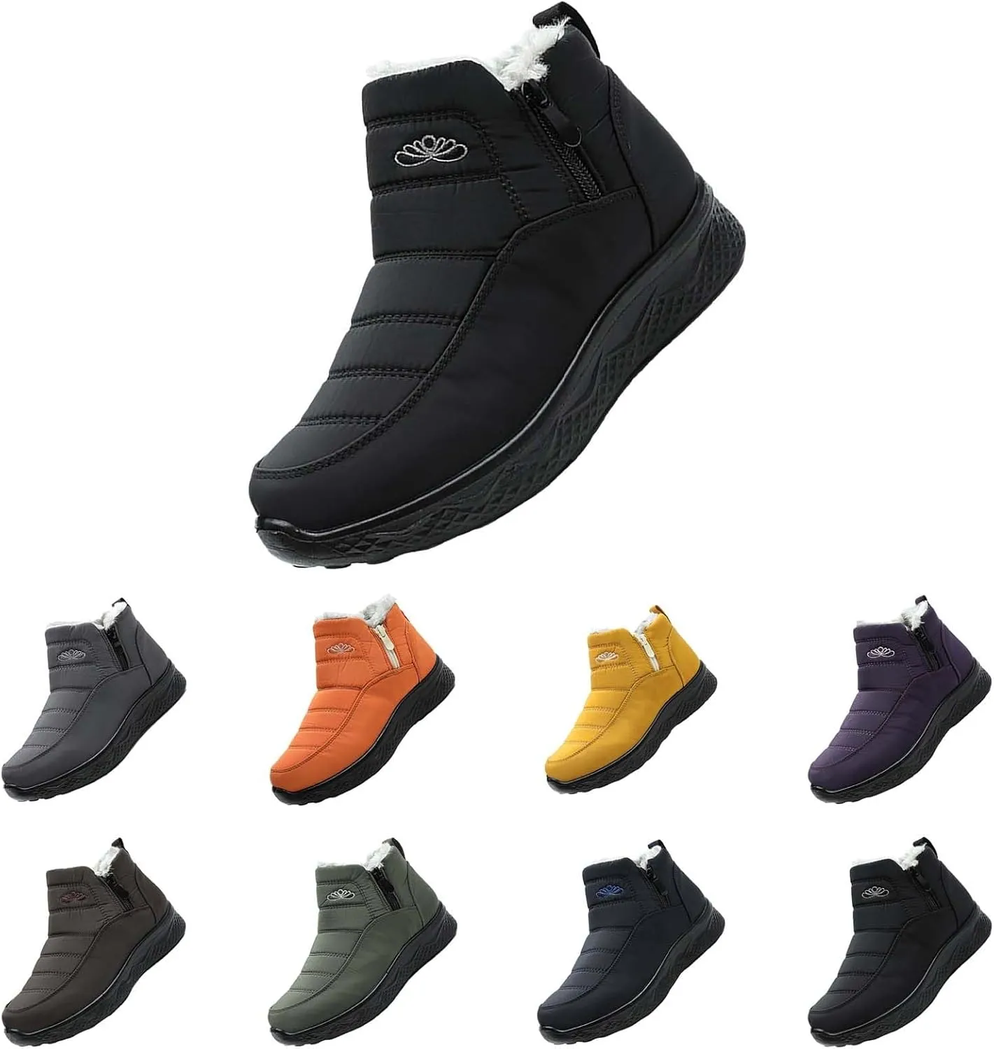 Women's Snow Boots with Heels Waterproof Slip On Boots Ladies Womens Warm Fur Lined Barefoot Shoes Grounded Footwear Hiking Rain Boots Women Mens Snow Booties