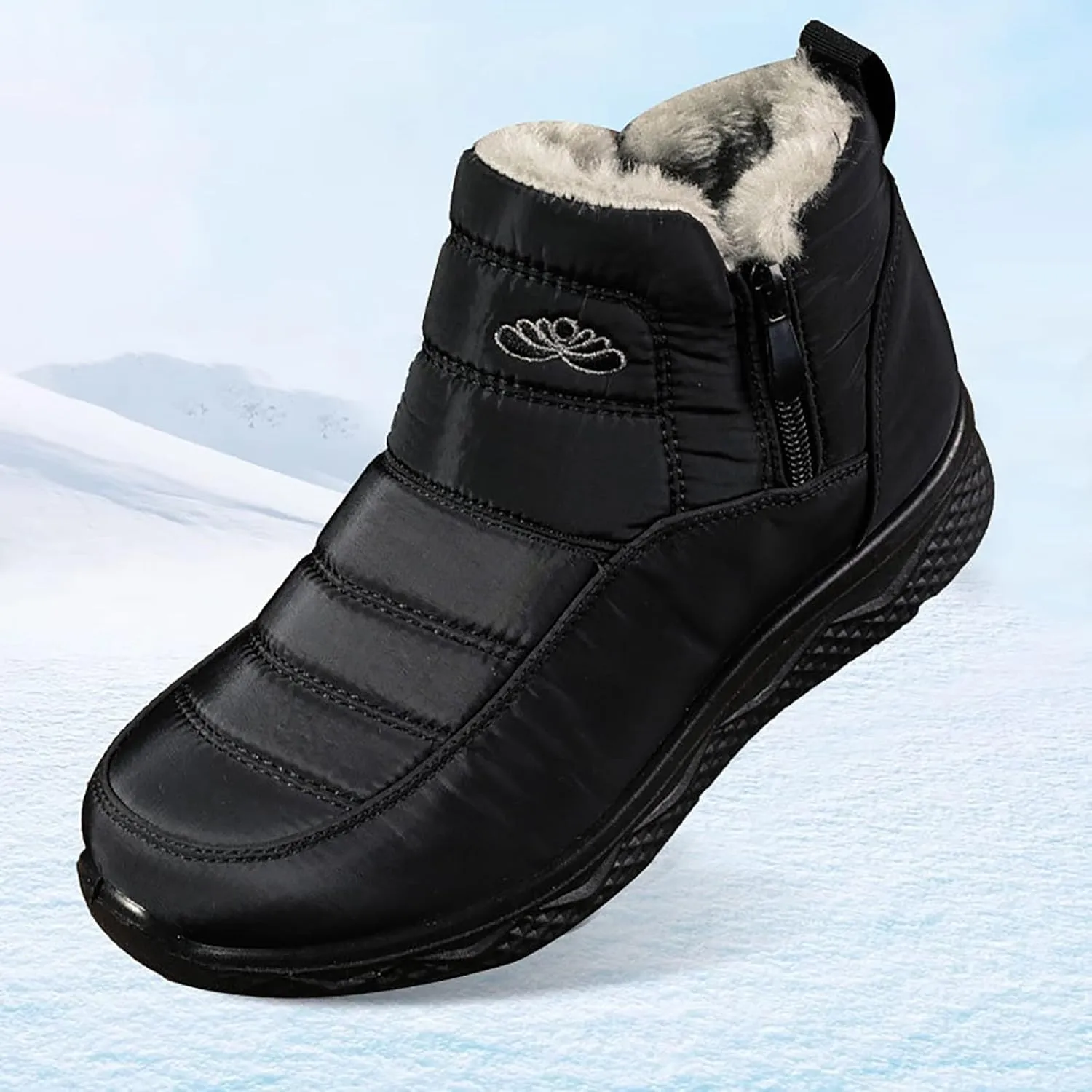 Women's Snow Boots with Heels Waterproof Slip On Boots Ladies Womens Warm Fur Lined Barefoot Shoes Grounded Footwear Hiking Rain Boots Women Mens Snow Booties