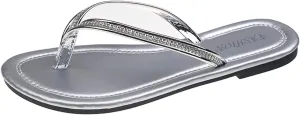 Women's Solid Clip Toe Slipper Faux Leather Casual Simple Sandal Flat Summer Spring Slide Beach Flip Flop