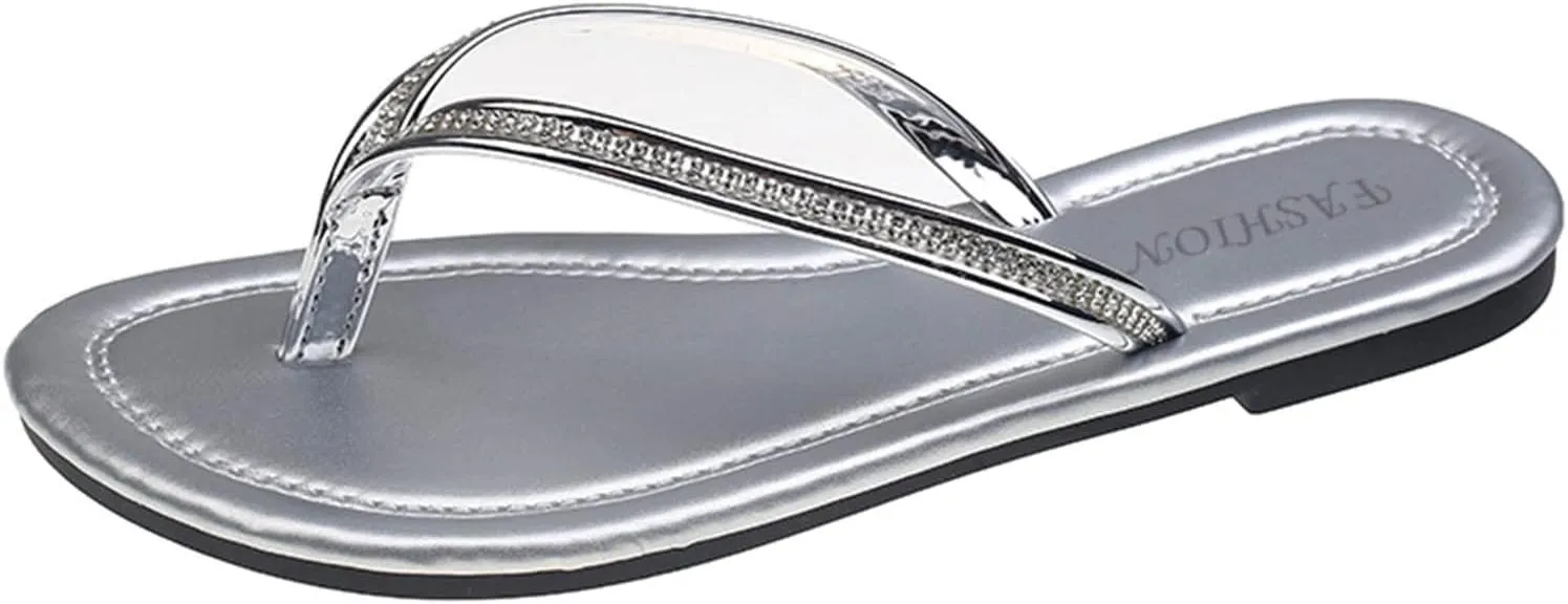 Women's Solid Clip Toe Slipper Faux Leather Casual Simple Sandal Flat Summer Spring Slide Beach Flip Flop