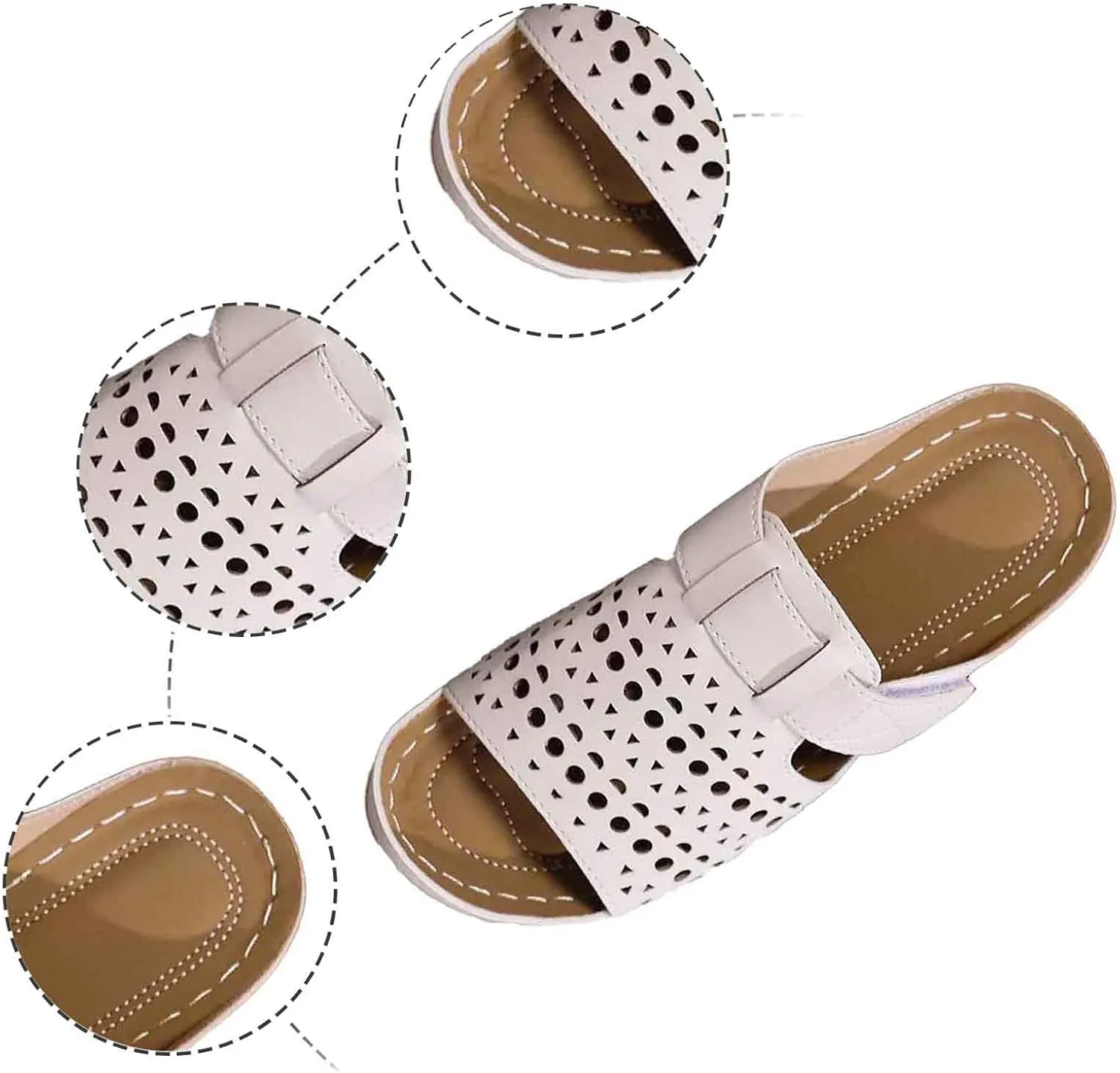 Women's Stylish Slip On Sandals Comfortable Casual Beach Wedge Shoes Breathable Footwear for Spring Summer Fall
