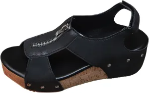 WWomen's Comfy Wedge Heel Sandals Orthopedic Sandals Summer Flat Wedge Heel Fish Mouth Casual Summer Comfortable Shoe