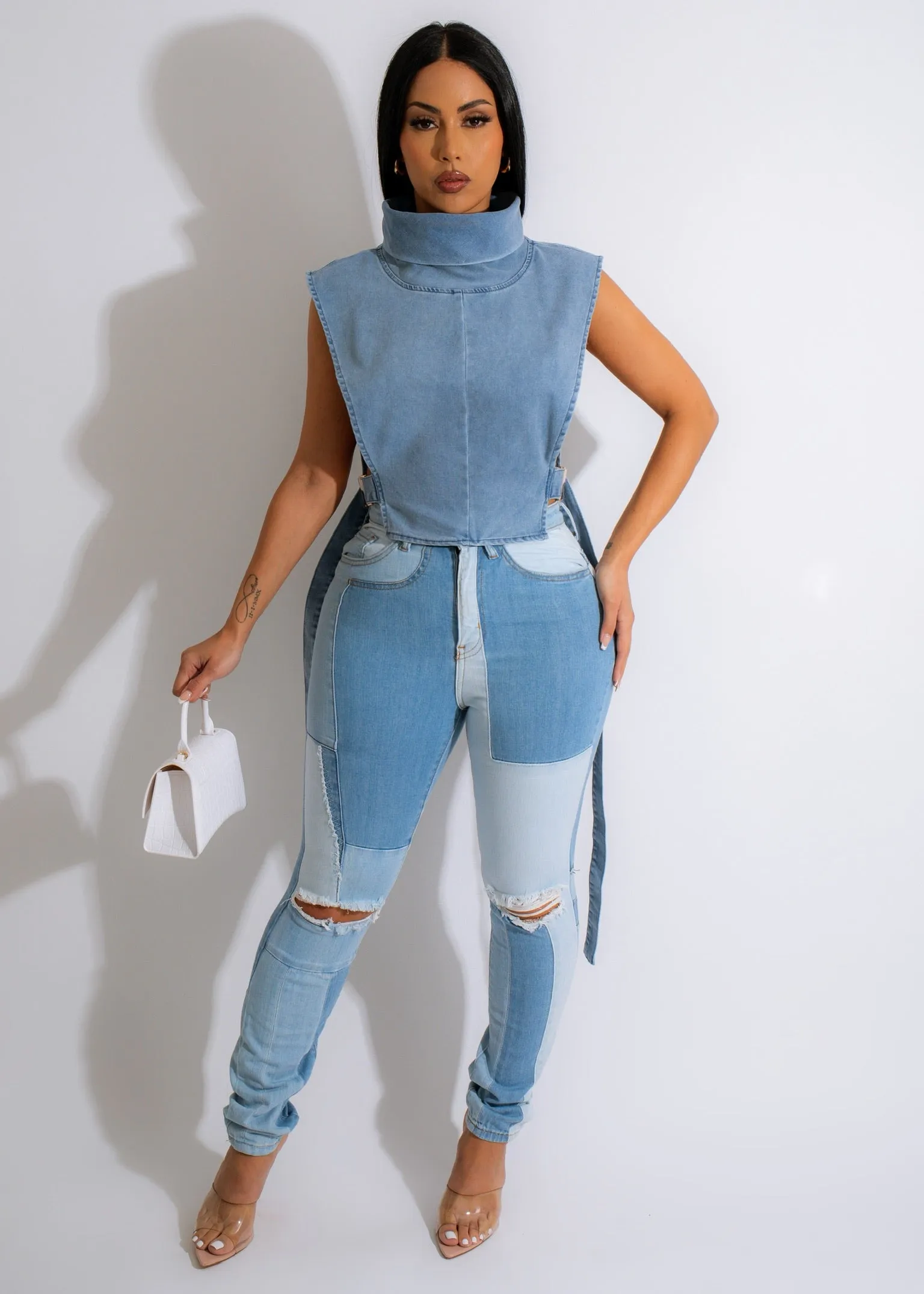 Your Power Crop Top Light Denim